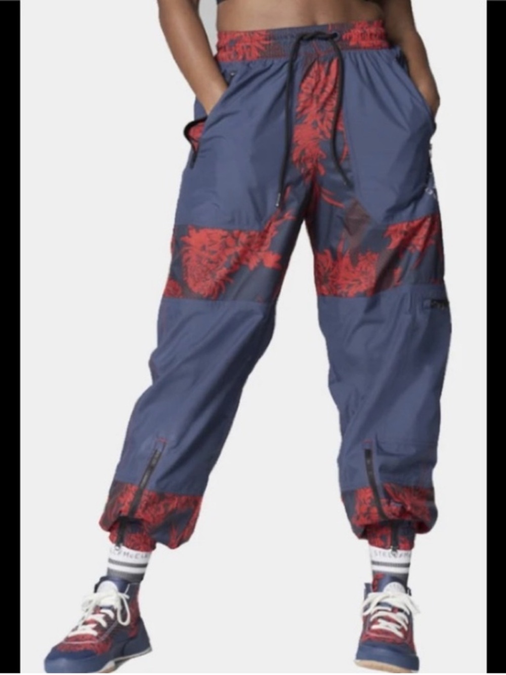 Adidas x Stella McCartney Navy and Red Floral Track Jogger Pants - Picture 9 of 12